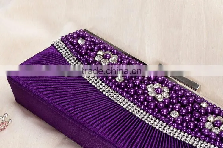ladies beaded evening satin party bag