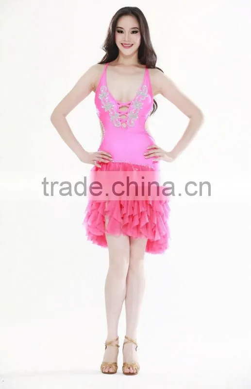 fashion and modern tassels sexy colorful beaded ballroom latin dance dress (QC2096)
