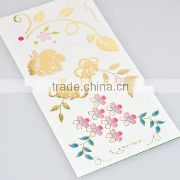 Custom radiant rose flower gold and silver temporary tattoos gold body art tattoos manufacturer