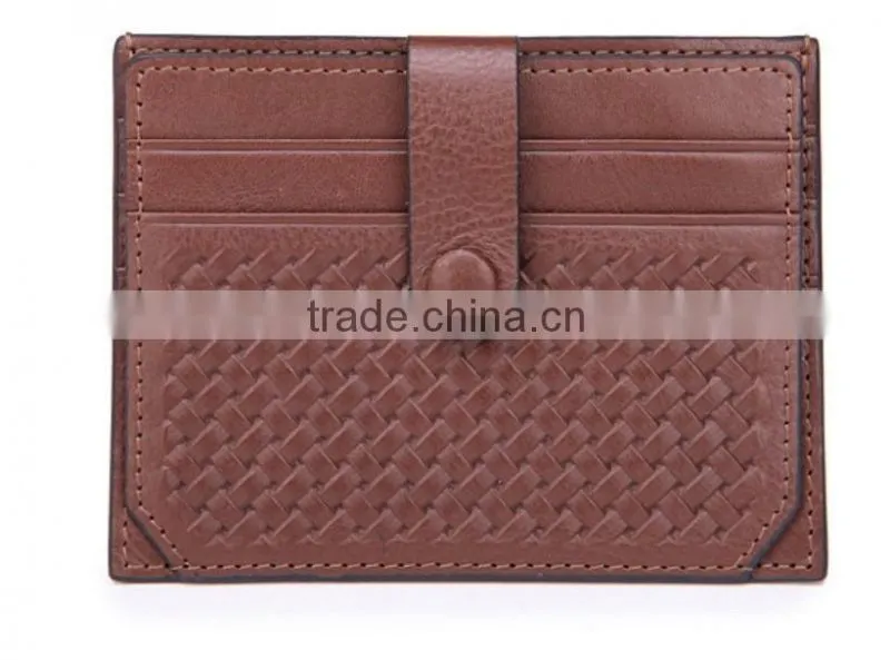 Factory OEM super slim full protect snap closure lightweight braided leather slim bag