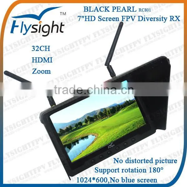 C616 Flysight 7'' FPV Diversity Receiver LCD HDMI Screen Black Pearl RC801 Monitor for DJI Phantom 2+Version RC Quadcopter