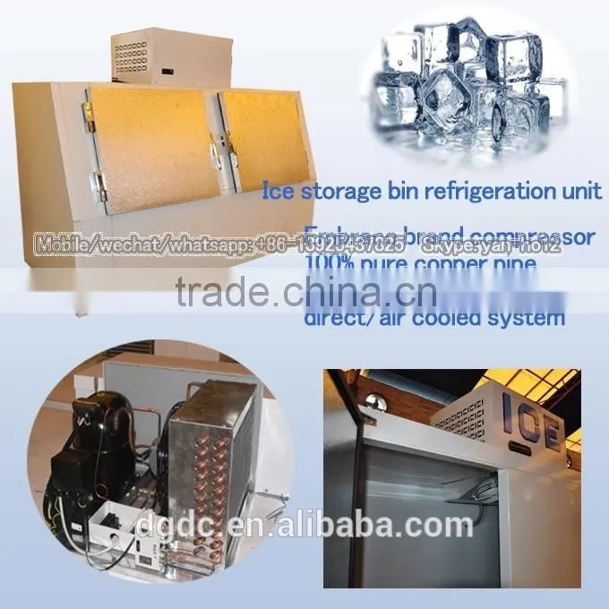 Two convex hinged door ice storage bin with LOGO stickers