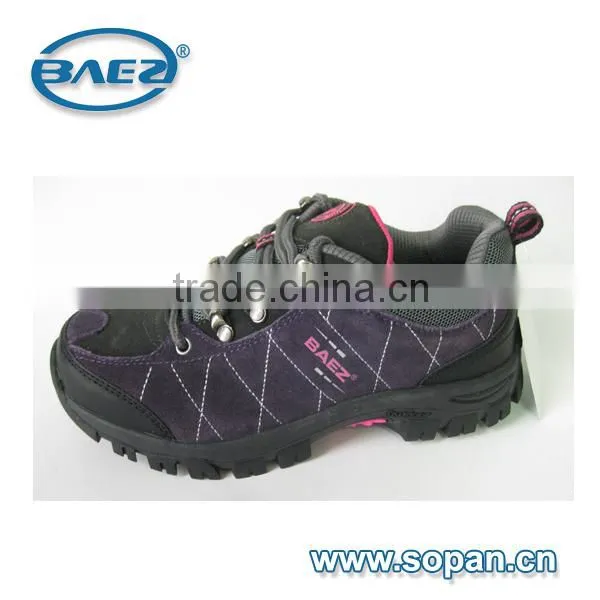 Purple cow suede leather women hiking shoe with low cut design