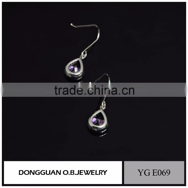 Top Quality Wedding Jewelry Real Silver Plating Diamond Hook Earring For Women