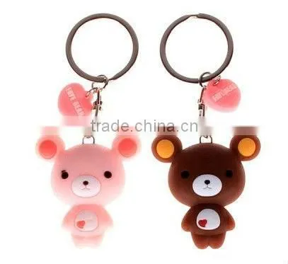 bear shape Promotional Custom 3D Soft Keychain/Keyring