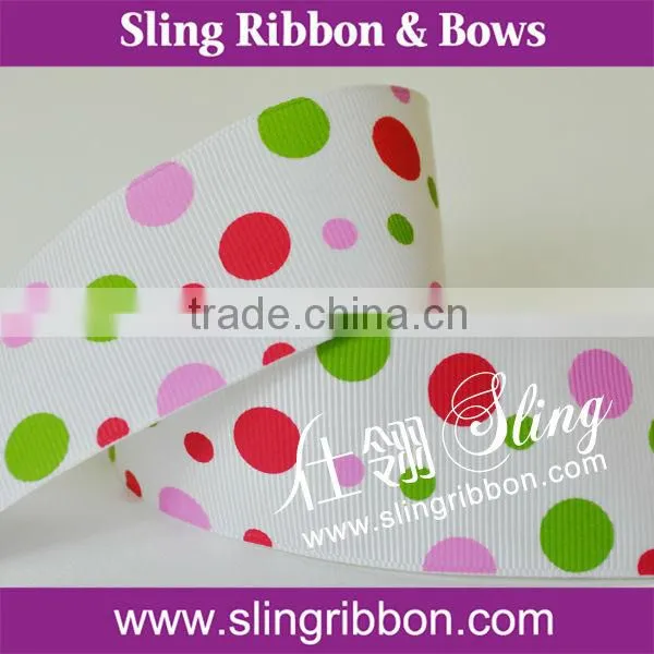 Printed Polka Dot Satin Ribbon, Purple Ribbon
