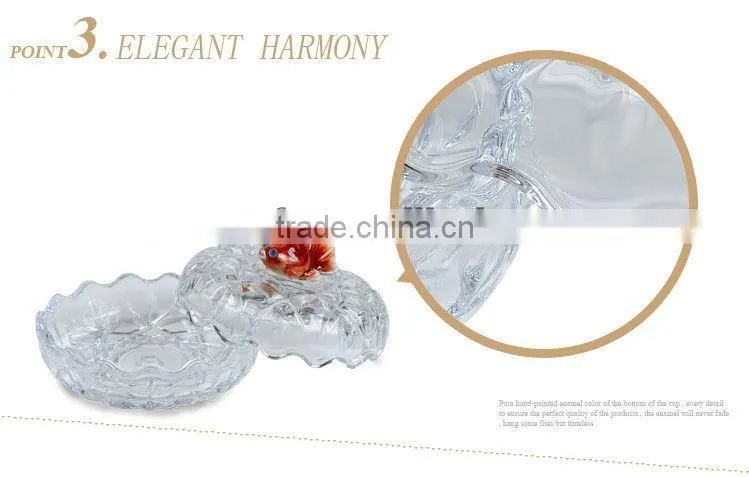 RORO gold fish enamel crystal glass candy holder