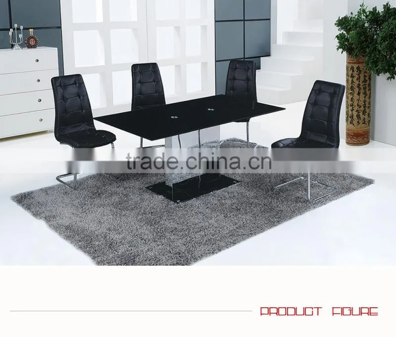 Modern Design Home Furniture Dining Table Glass Top Metal Legs