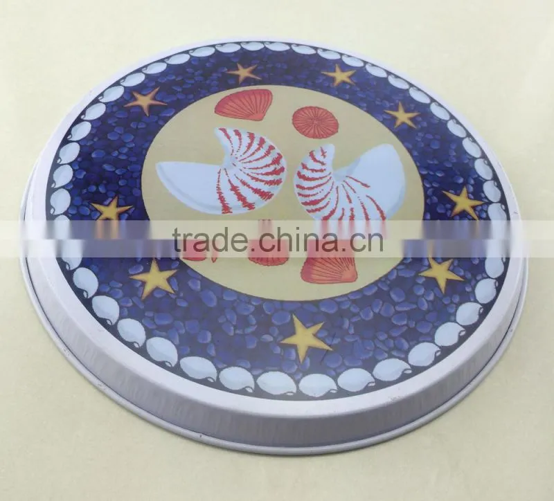 2015 Dongguan Top grade round metal tin serving tray for household