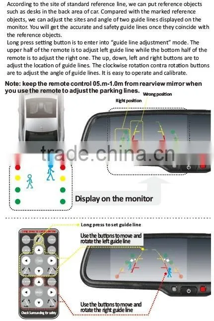 Latest 4.3 inch car rear view mirror monitor with universal bracket and waterproof camera