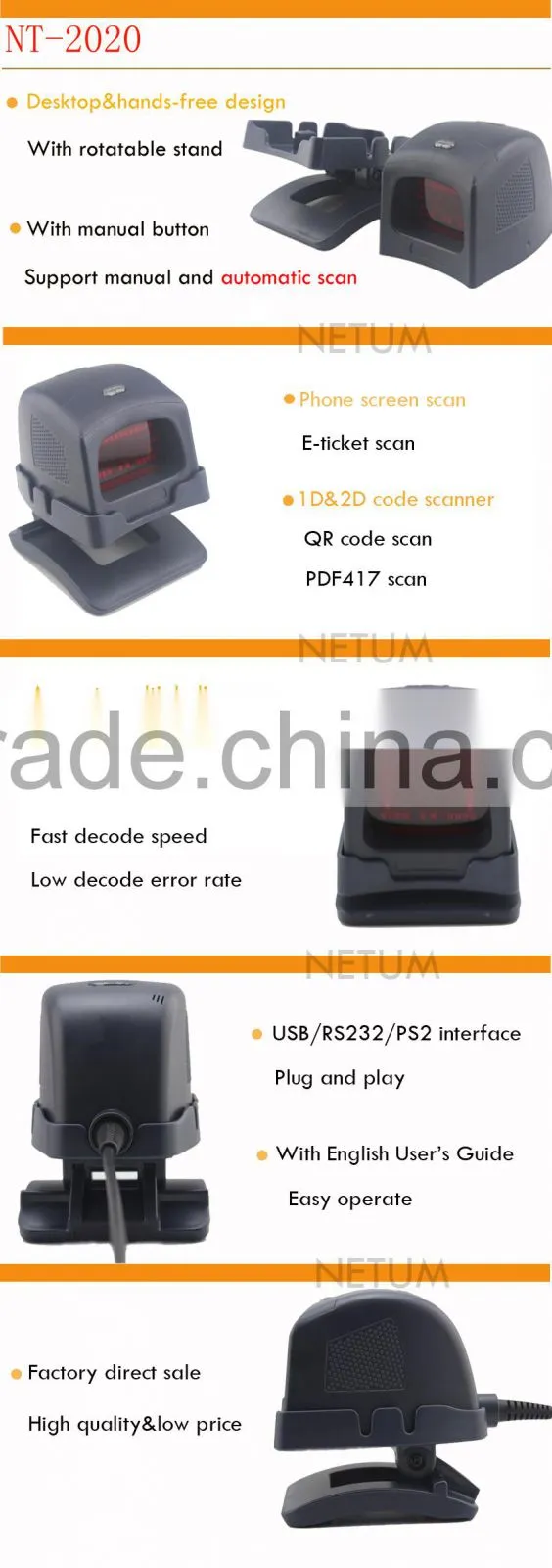 Pda Code Bar Reader Omnidirectional 2D Barcode Reader Mobile 2D Barcode Scanner Barcode Reader 2D