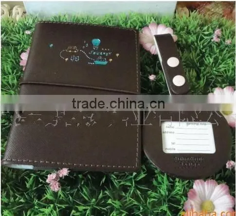 PU leather passport holder baggage tag and lables