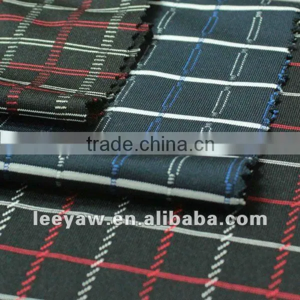 vertical check jersey stripe fabric made of 94% poly and 6% spandex