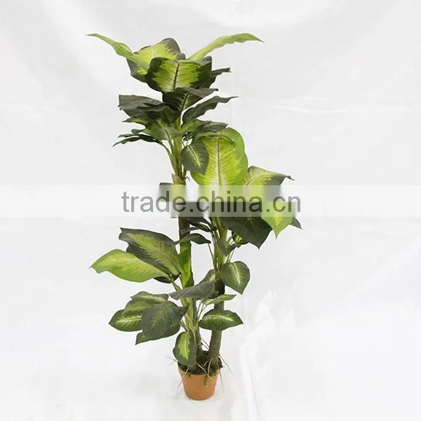 decorative artificial big leaves dieffenbachia plant trees plastic trunk