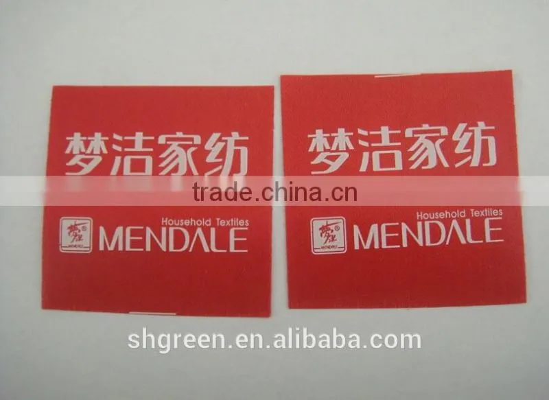 Silk screen printing red polyester label for household textiles
