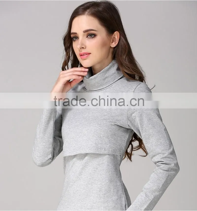 Autumn and winter Turtleneck Nursing Tops for Pregnant Women