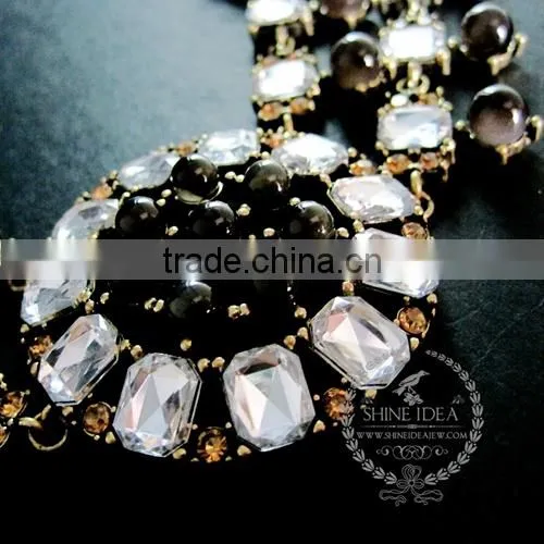 vintage bronze black antique round flower glass cabochon pendant flower fashion chic women statement necklace 6350374