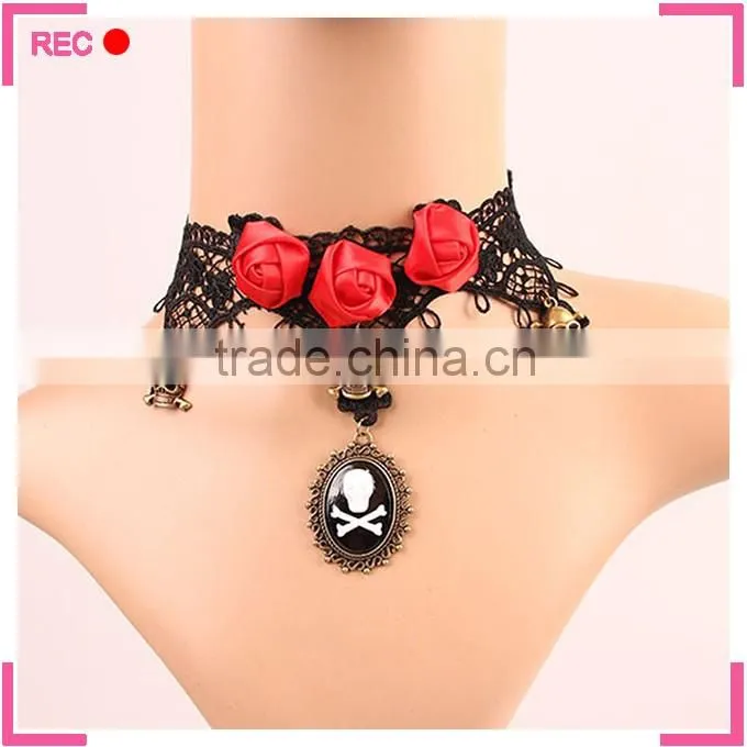 Choker collar necklace for party, skull decoration necklace cheap price