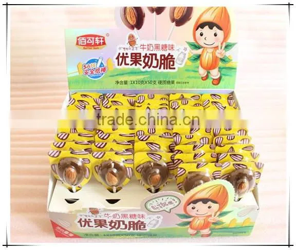 Assorted Flavours Milk Lollipop candy With Crisp Almond