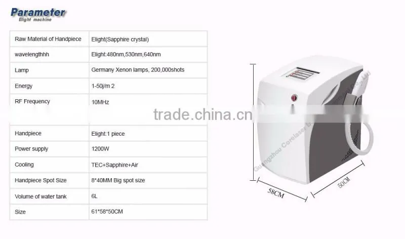 best quality portable ipl machine /e-light ipl machine ce approved with 100000shots lamp life