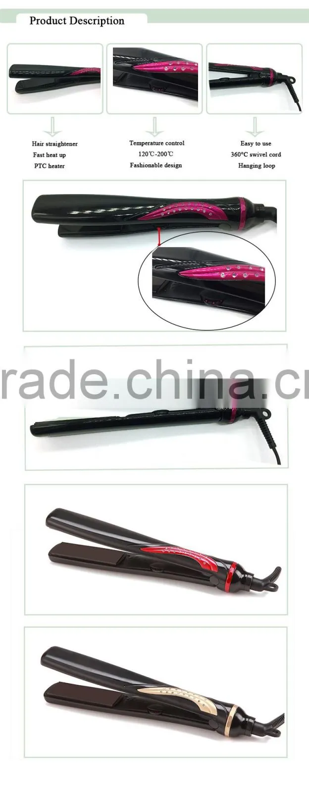 Fast Straightening LCD Display Personalized Ceramic Hair Straightener free sample