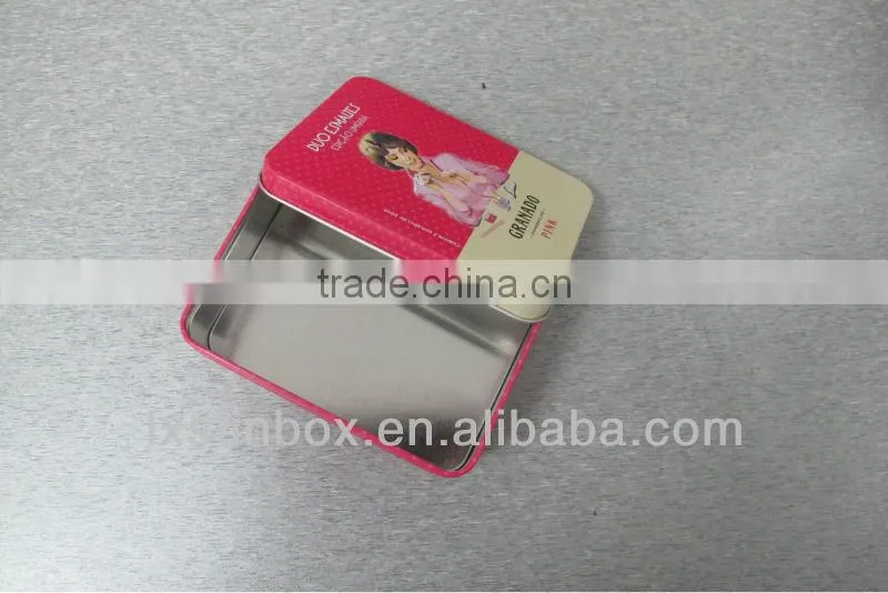 rectangular shape print and nice nail polish tin can