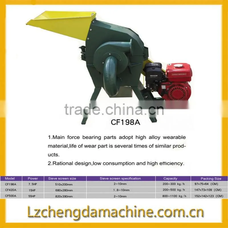 15HP factory supply driven by diesel engine powdered carbon crusher cotton stalk hammer mill