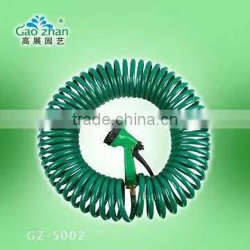 Garden Water Coil Hose wirh 4-Function Spray Gun