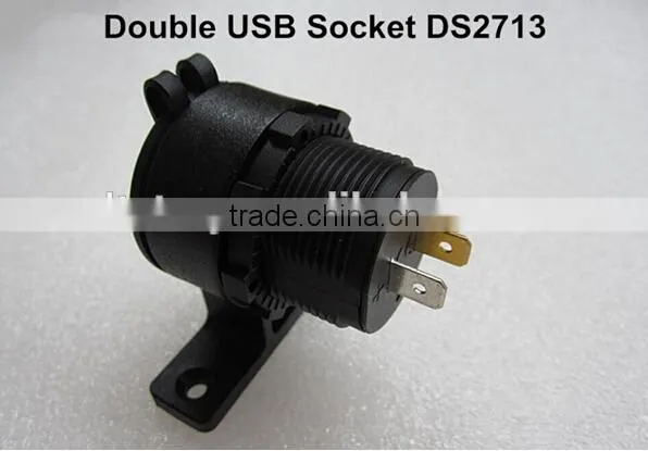 Hot selling 2014! DC12V auto marine dual USB 5v 2.1a 3.1a power socket with blue LED light
