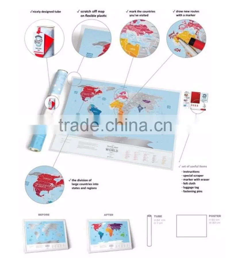 Scratchable Off World Map Large Places I've Been World Travel Map Great Scratchable World Map Gift For Any Traveller AMA-11