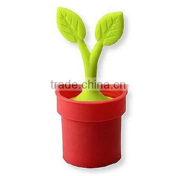 Durable Food Standard Leaf Shape Silicone Tea Strainer / Silicone Tea Cup Bag Strainer