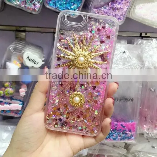 Quicksand sun sticker TPU + PC bling phone shell for iPhone 6 / 6 Plus