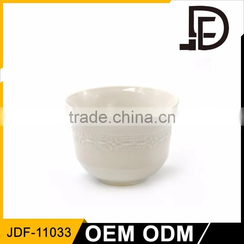 Tableware embossed cheap arabic cawa cup, porcelain coffee cup, coffee cup set with gift box