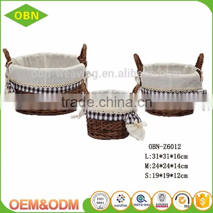 Manufacture direct sales home decorative white willow wicker storage sundry basket with cover and lid