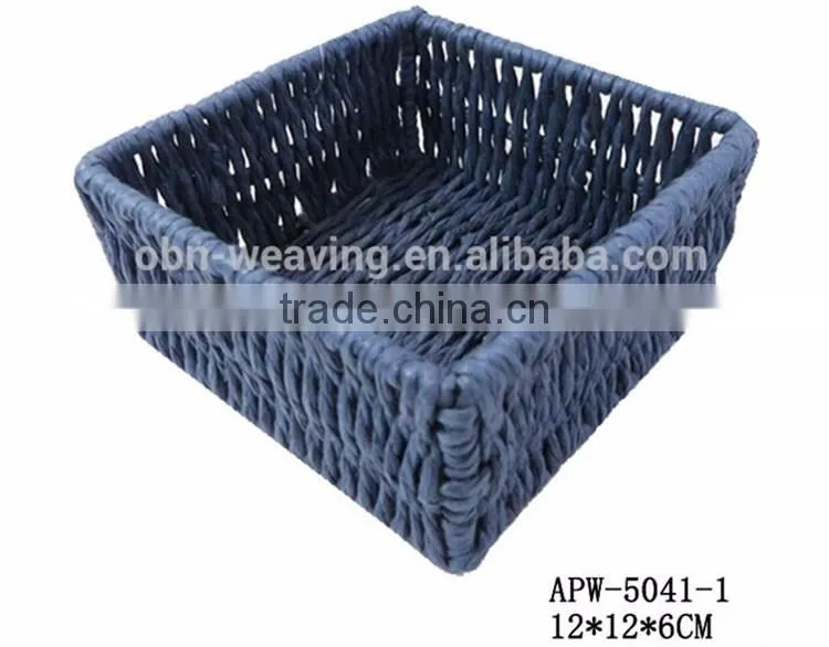 2017 new design graceful handmade paper rope material square hanging storage baskets