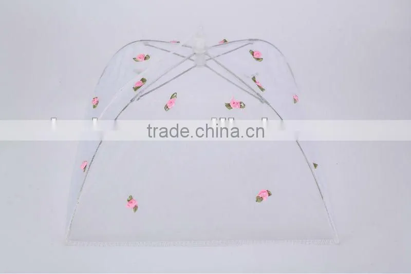 high quality unfoldable food cover,fixed food cover with flower