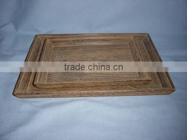 carbonized unfinished wooden tray sets with handles