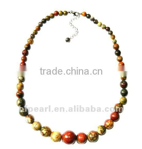 wholesale 16" 6mm smooth round Picasso jasper beads
