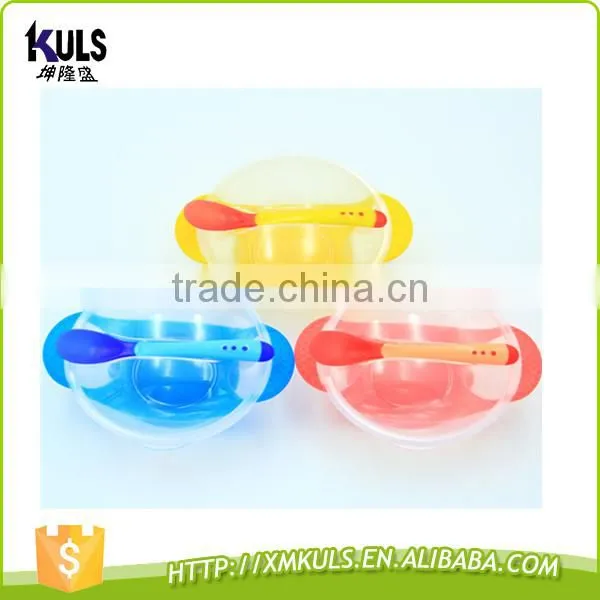 High Qulity Plastic Baby Bowl/Kids Silicone Suction Feeding Bowl Cutlery Sets with Spoon and Fork