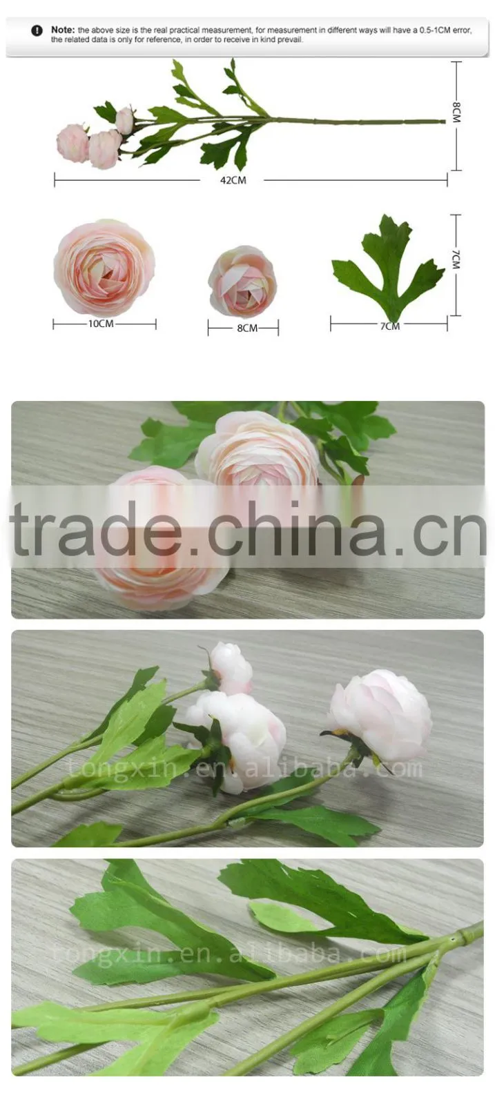 wholesale single stem ranunculus artificial silk flowers for wedding decoration
