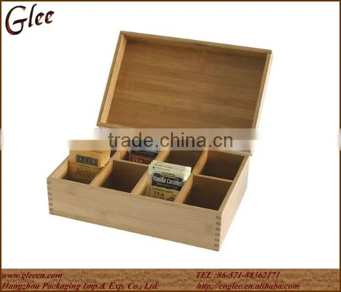 High-garde wooden tea bags box 8 compartment