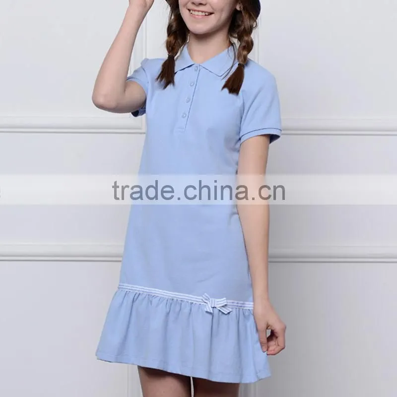 Children's College skirt 2017 summer school girls navy style short sleeved custom dress