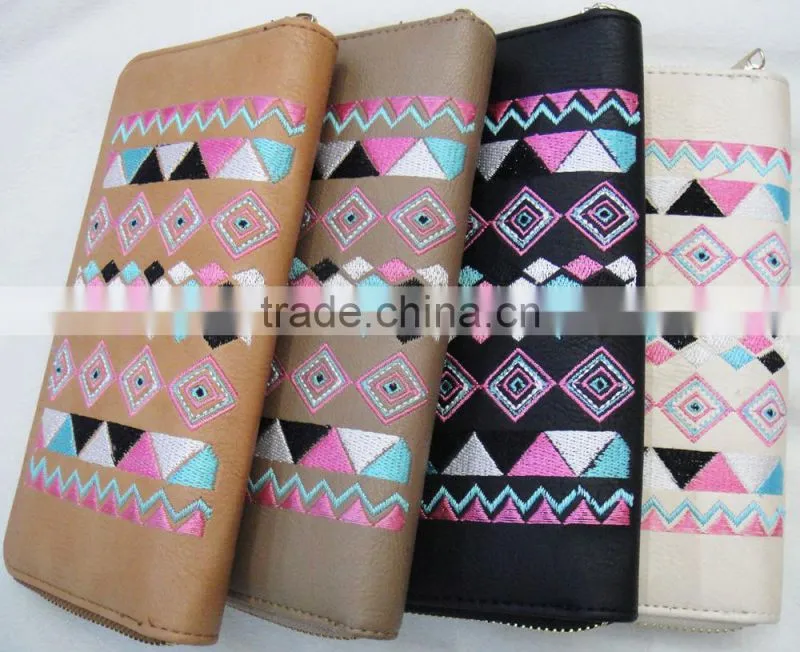 2017 Lady new pu leather stitching geometrical hot wallet