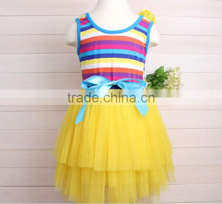 2015 latest stripe high quality soild light blue With rhinestones gauze pettiskirt for Baby Girls