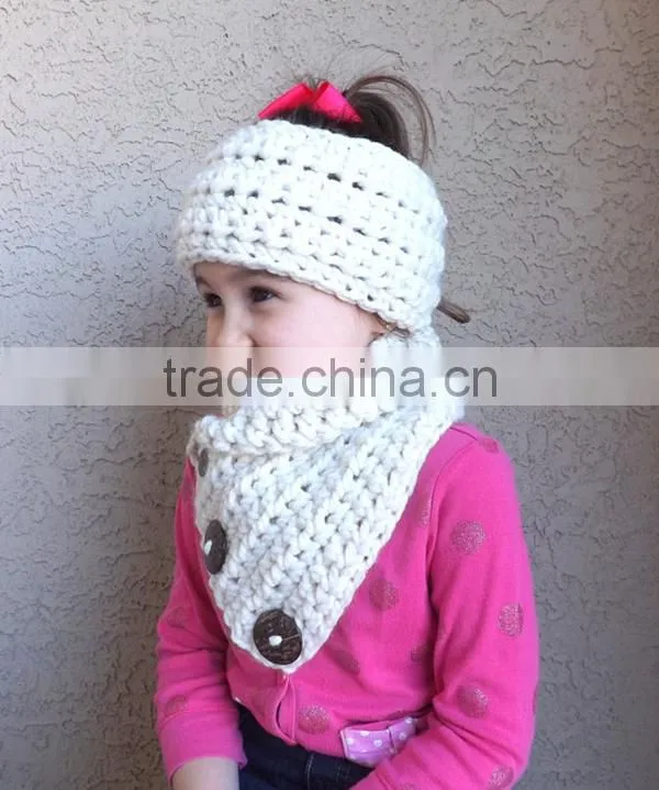 Crochet wool scarf sets for kids neck warmer and ear warmer sets