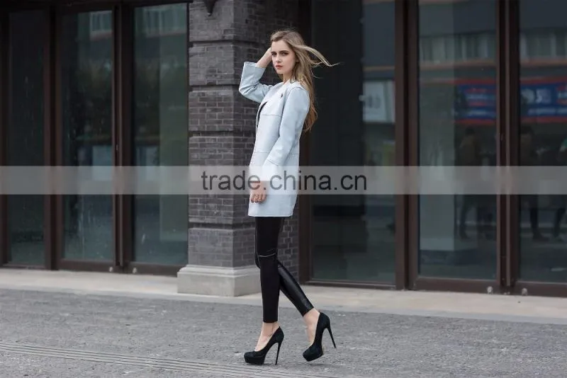 new fashion suede jacket long coat for ladies women's long washed elegant coat