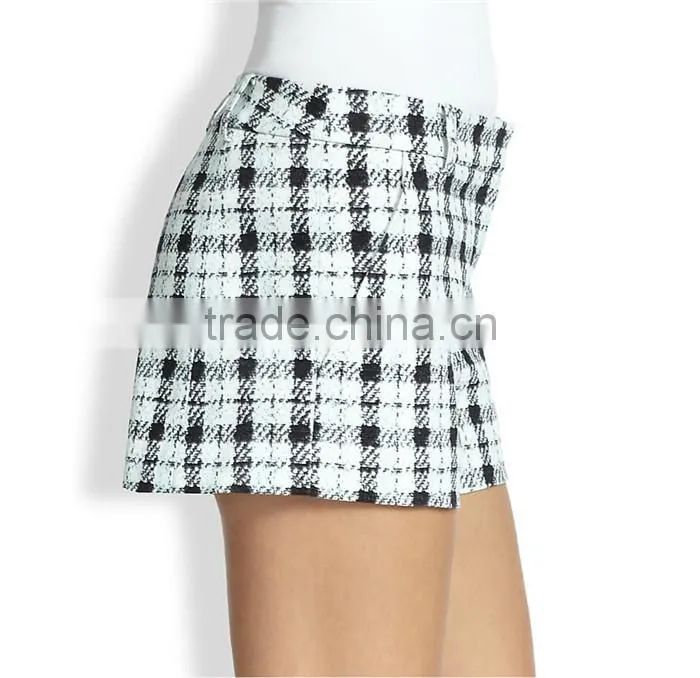 LLS014 2015 high end customized causal tartan style women chino shorts