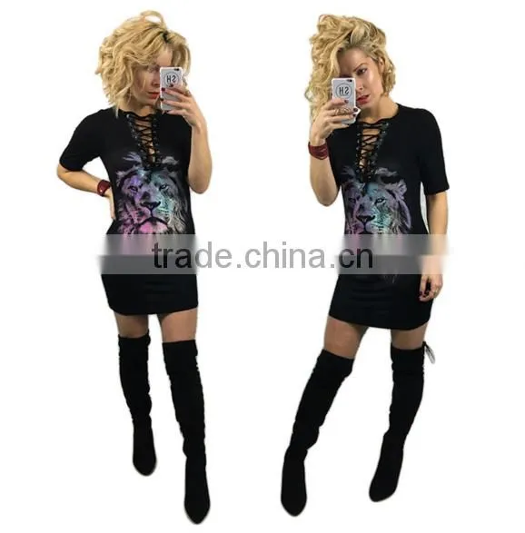 European and American fashion lion printing bands T-shirt