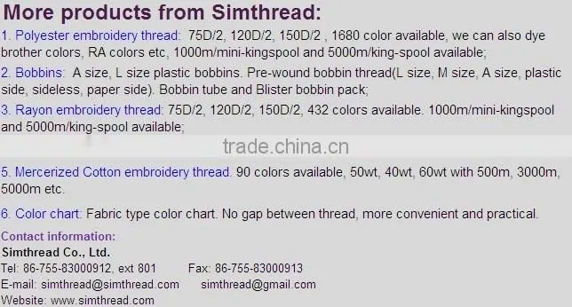 Rayon Thread for embroidery machines, made in China