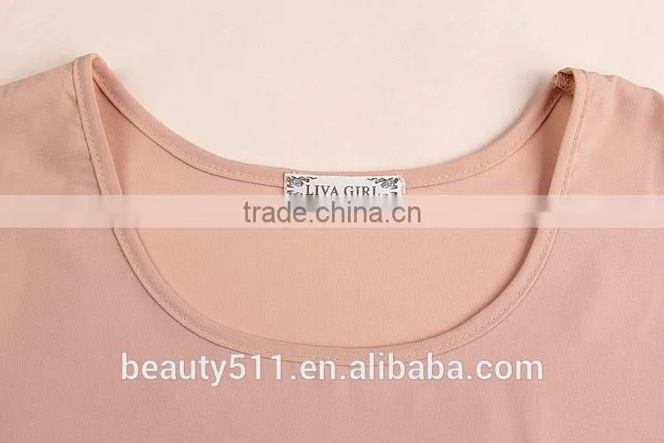 A pocket bat short sleeved chiffon shirt blouse color perspective SD99